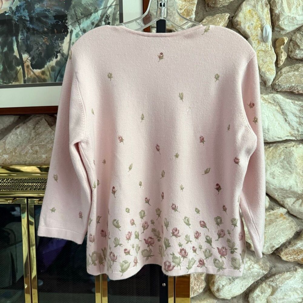 Vintage Liz Claiborne foral beaded button up sweater set set cottagecore grandm - Picture 8 of 11